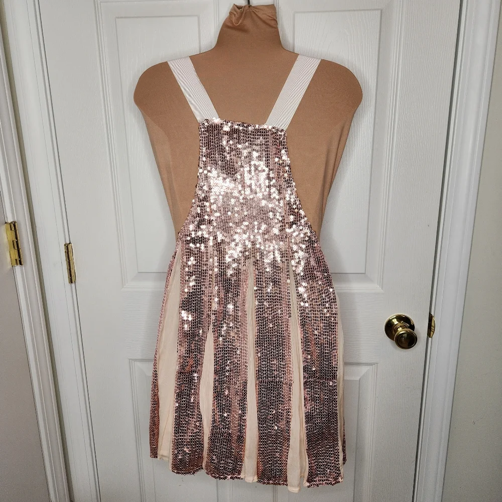 Free People Sequin Rose Pink Mini Dress Party Size XS - Picture 4 of 13